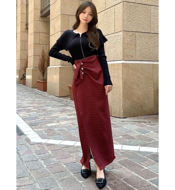 RESEXXY「パールボタンツイードラップスカート」|スカート|