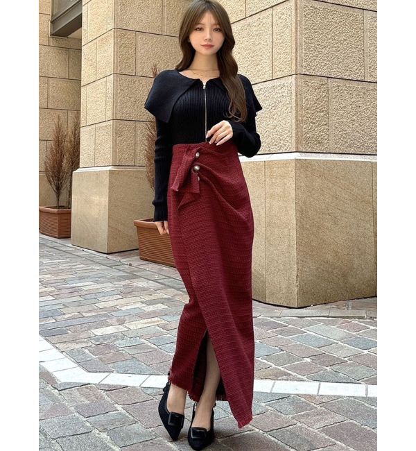 RESEXXY「パールボタンツイードラップスカート」|スカート|