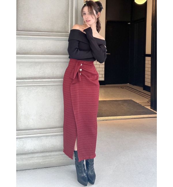 RESEXXY「パールボタンツイードラップスカート」|スカート|