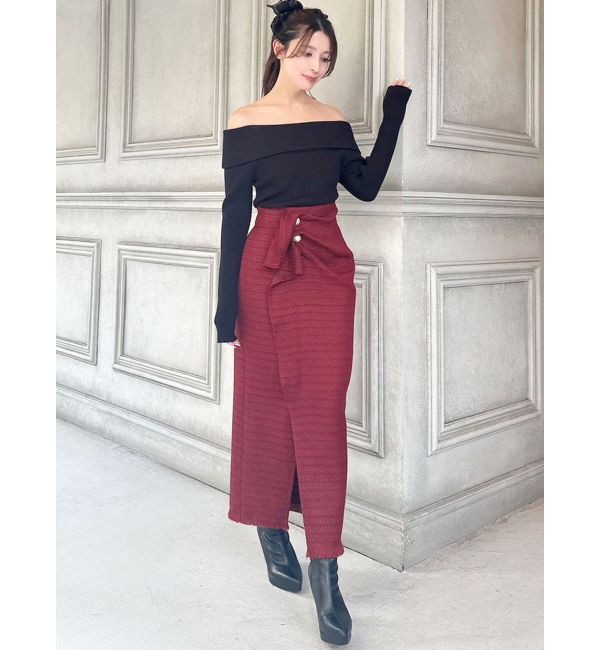 RESEXXY「パールボタンツイードラップスカート」|スカート|