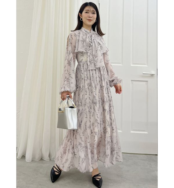 MERCURYDUO「花柄プリーツティアードワンピース」|ワンピース|