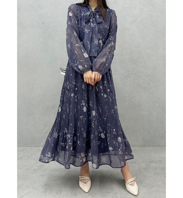 MERCURYDUO「花柄プリーツティアードワンピース」|ワンピース|