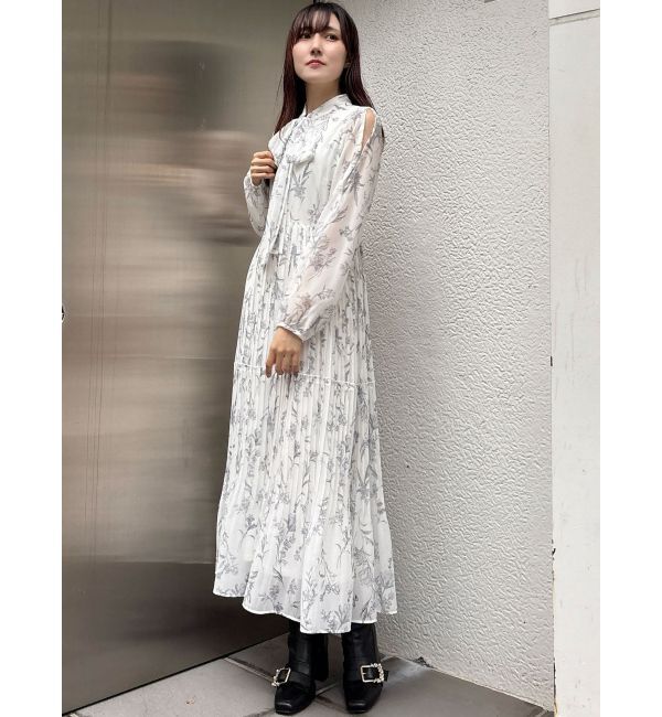MERCURYDUO「花柄プリーツティアードワンピース」|ワンピース|