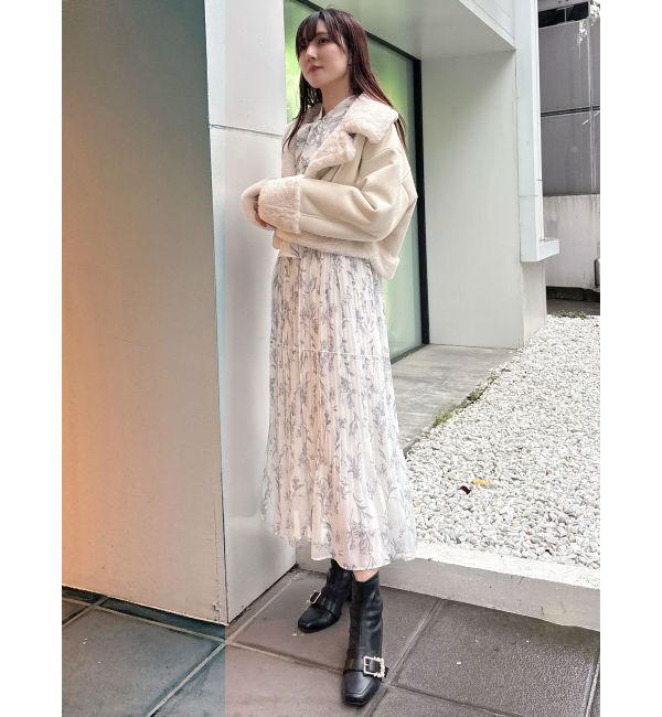 MERCURYDUO「花柄プリーツティアードワンピース」|ワンピース|