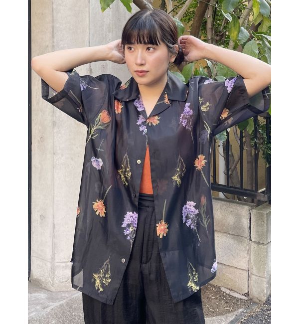 MURUA「フラワーシアーオープンカラーシャツ【WEB限定】」|シャツ・ブラウス|