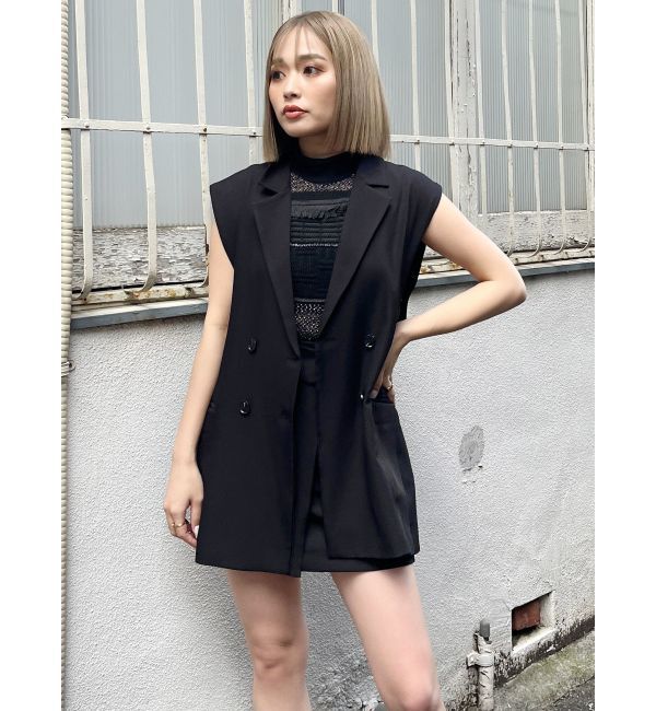 MURUA「バックベルトテーラードジレ【セットアップ着用可】」|ベスト・ジレ|