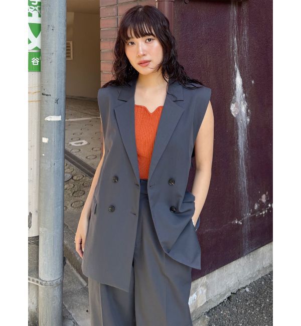 MURUA「バックベルトテーラードジレ【セットアップ着用可】」|ベスト・ジレ|