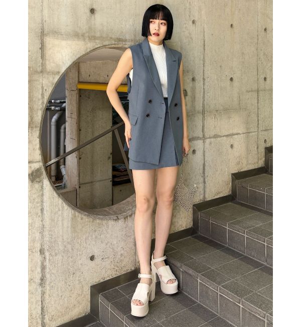 MURUA「バックベルトテーラードジレ【セットアップ着用可】」|ベスト・ジレ|