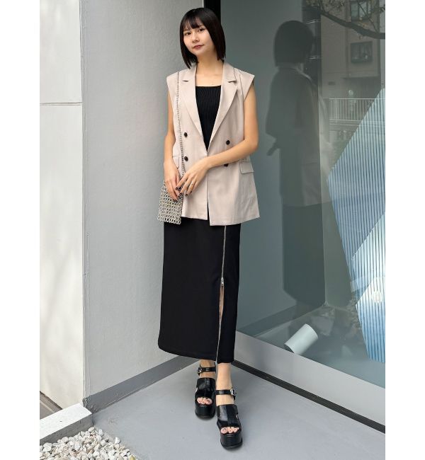 MURUA「バックベルトテーラードジレ【セットアップ着用可】」|ベスト・ジレ|