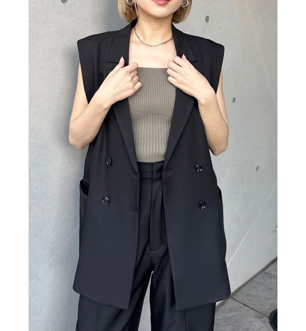 MURUA「バックベルトテーラードジレ【セットアップ着用可】」|ベスト・ジレ|ブラック