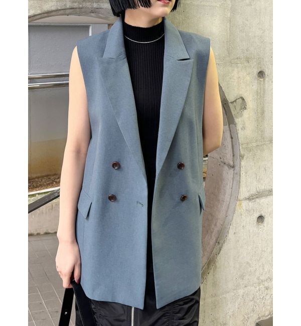 MURUA「バックベルトテーラードジレ【セットアップ着用可】」|ベスト・ジレ|ブルー