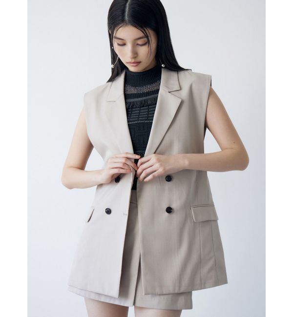 MURUA「バックベルトテーラードジレ【セットアップ着用可】」|ベスト・ジレ|ベージュ