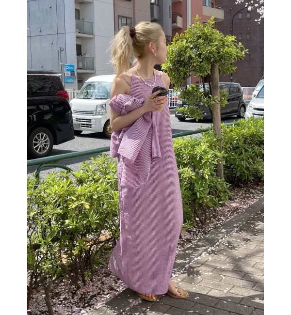 Ungrid「ギンガムチェックフィットキャミワンピース」|ワンピース|パープル