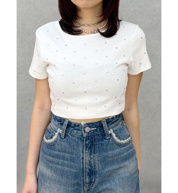 EVRIS「ラインストーンコンパクトＴシャツ」|Tシャツ・カットソー|