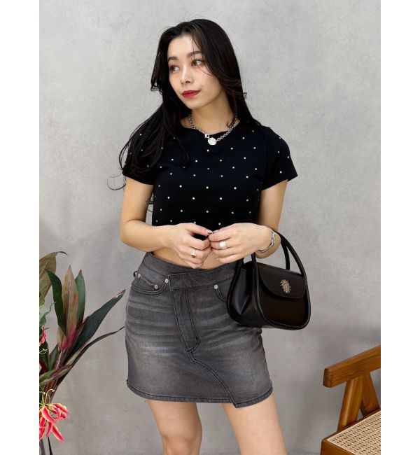 EVRIS「ラインストーンコンパクトＴシャツ」|Tシャツ・カットソー|