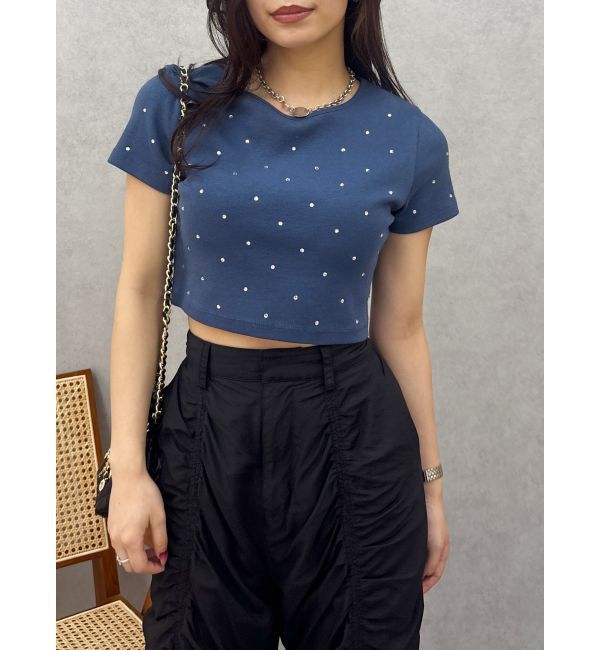 EVRIS「ラインストーンコンパクトＴシャツ」|Tシャツ・カットソー|