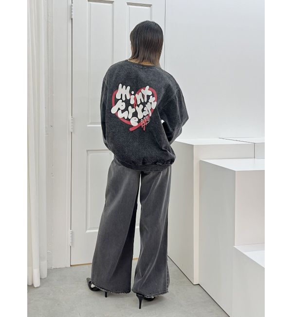 EVRIS「HEART PRINT DENIMトップス」|スウェット・ジャージ|
