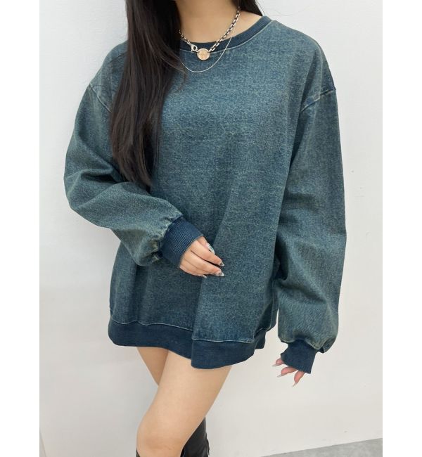 EVRIS「HEART PRINT DENIMトップス」|スウェット・ジャージ|