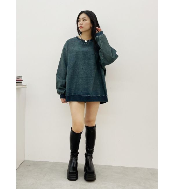 EVRIS「HEART PRINT DENIMトップス」|スウェット・ジャージ|