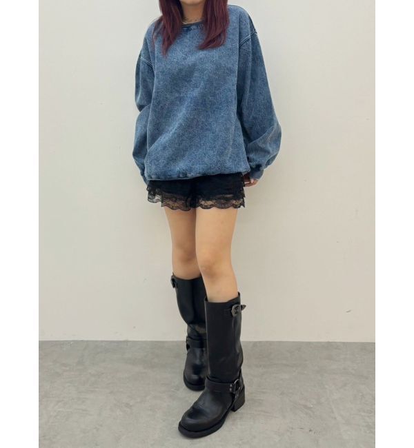 EVRIS「HEART PRINT DENIMトップス」|スウェット・ジャージ|