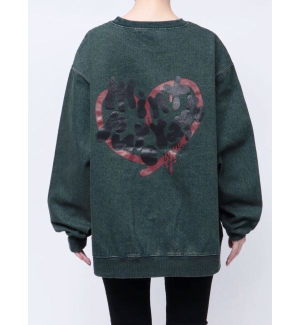 EVRIS「HEART PRINT DENIMトップス」|スウェット・ジャージ|