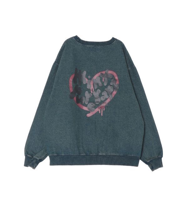 EVRIS「HEART PRINT DENIMトップス」|スウェット・ジャージ|