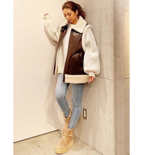 GYDA「フェイクムートンベスト」|ダウンベスト・ベスト|