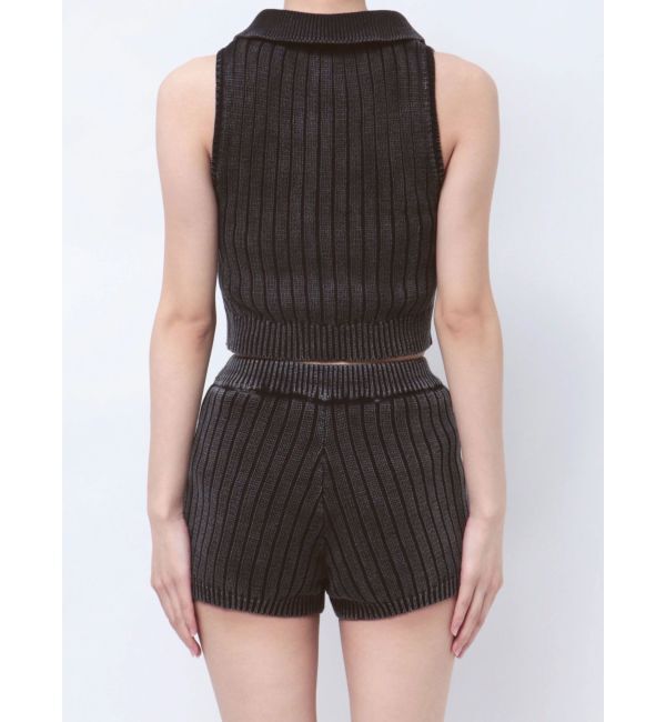 GYDA「ハーフZIPノースリブリーチポロニットトップス」|ニット・セーター|