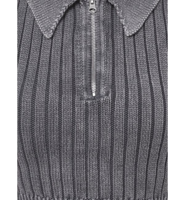 GYDA「ハーフZIPノースリブリーチポロニットトップス」|ニット・セーター|