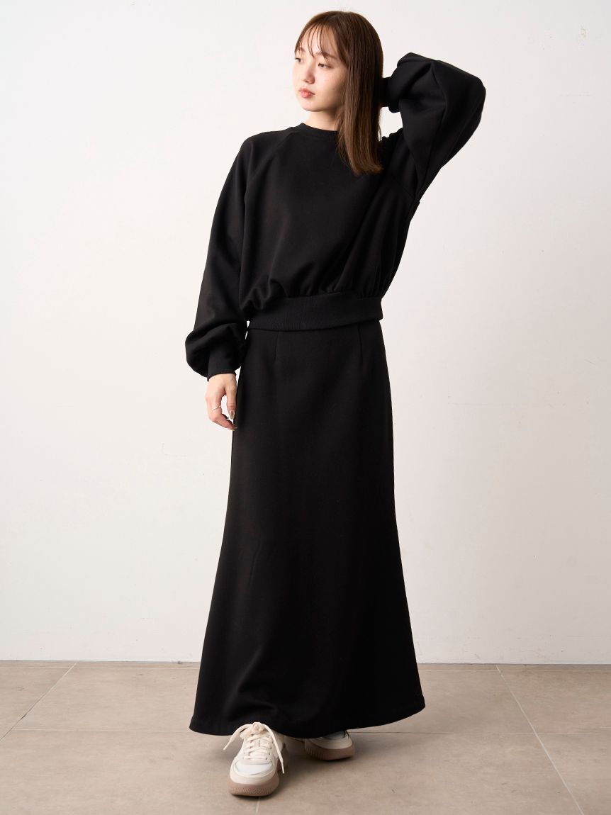 emmi atelier「裏起毛プルオーバースカートセット」|ワンピース|BLK