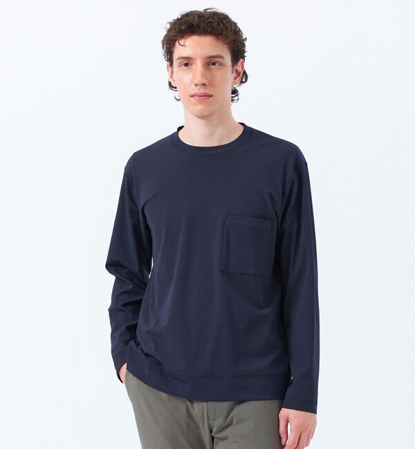 MACKINTOSH PHILOSOPHY「ドライフラットストレッチ クルーネックロンＴ ドライフラットストレッチクロス」|Tシャツ・カットソー|ネイビー