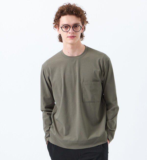 MACKINTOSH PHILOSOPHY「ドライフラットストレッチ クルーネックロンＴ ドライフラットストレッチクロス」|Tシャツ・カットソー|カーキ