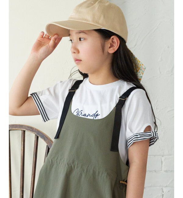 ikka kids「ソデストライプリボンロゴＴ」|Tシャツ・カットソー|