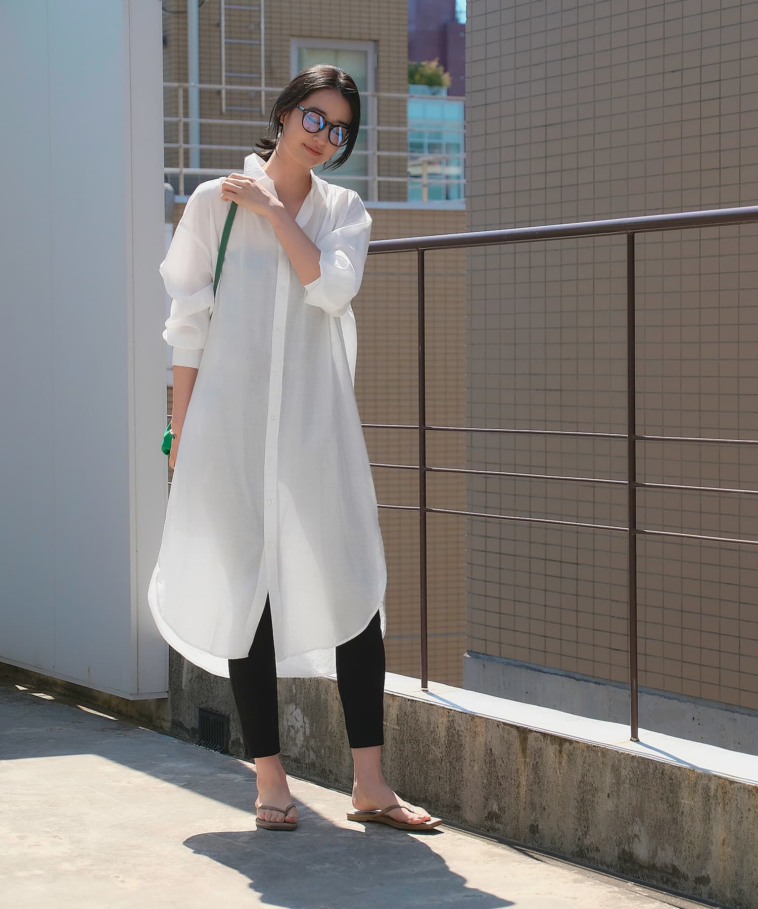 STYLE DELI「微シアー＆微光沢シワ加工シャツワンピース」|ワンピース|