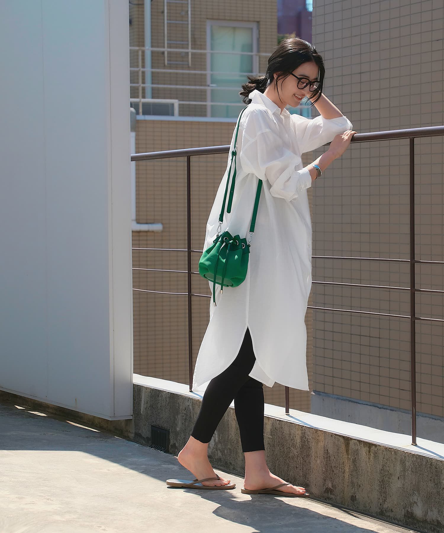 STYLE DELI「微シアー＆微光沢シワ加工シャツワンピース」|ワンピース|