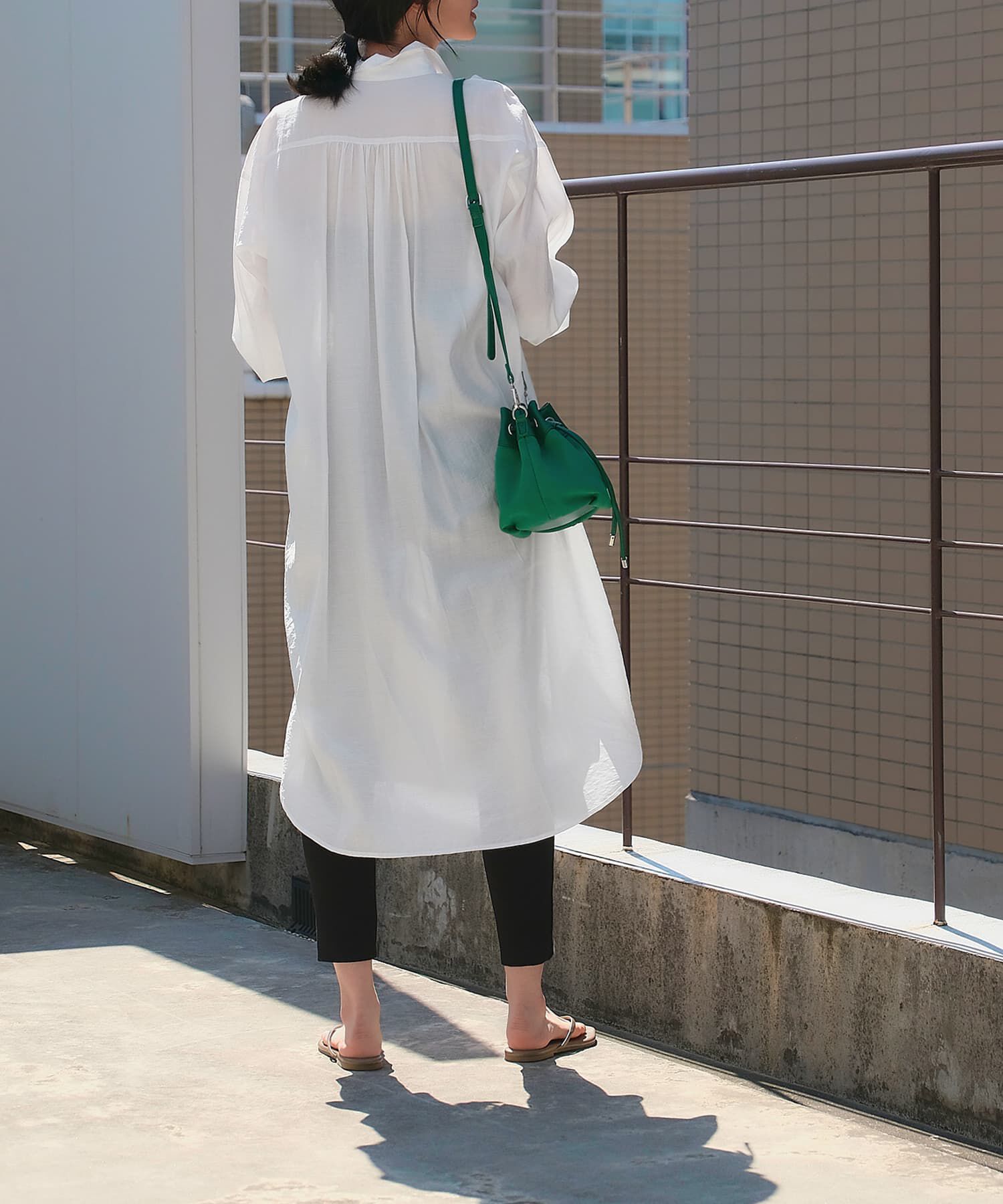 STYLE DELI「微シアー＆微光沢シワ加工シャツワンピース」|ワンピース|