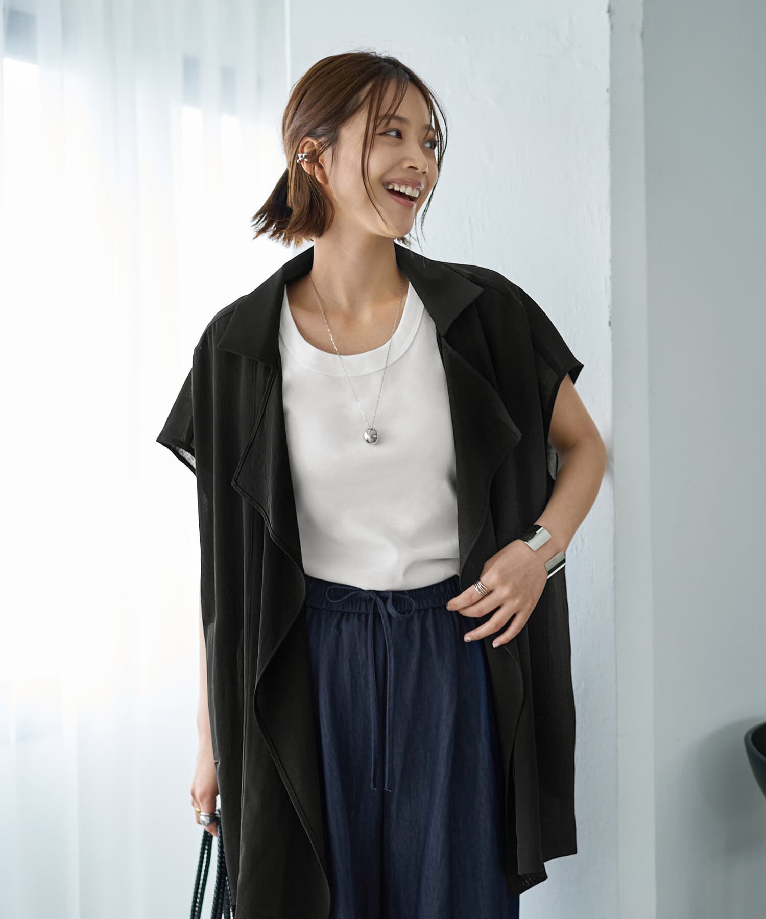 STYLE DELI「サラッと涼しいドレープネックオープンジャケット」|その他|