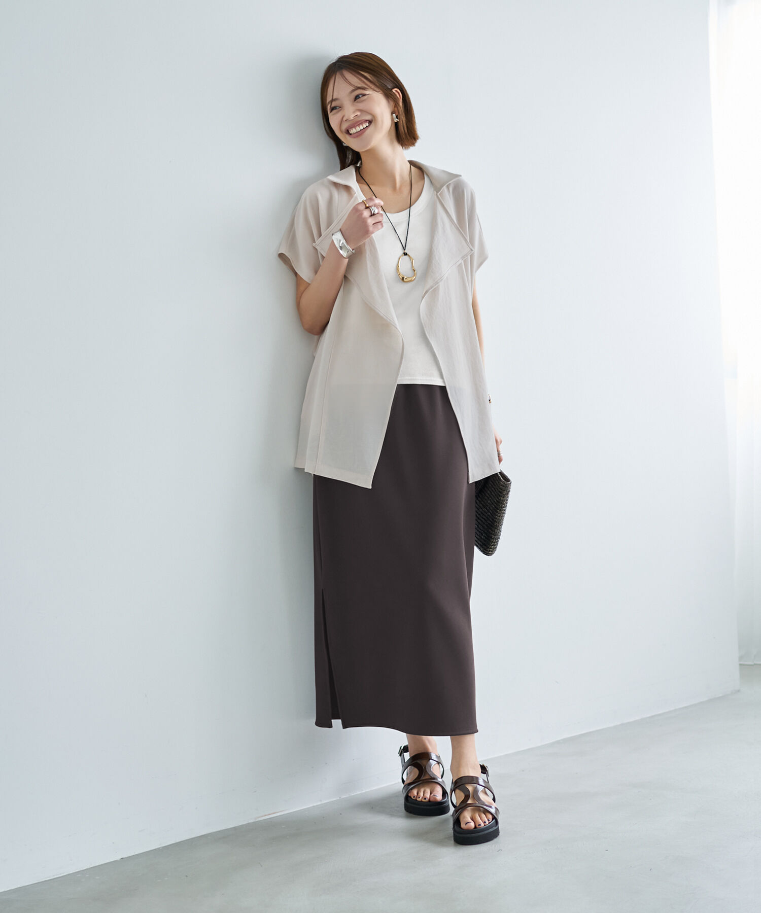 STYLE DELI「サラッと涼しいドレープネックオープンジャケット」|その他|