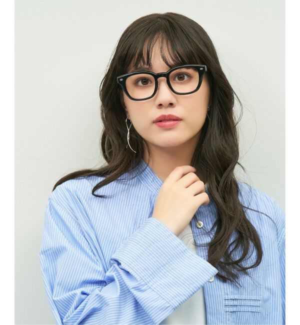  「Zoff｜emiri ウェリントン型 メガネ |辺見えみり 軽量 黒縁フレーム レンズ交換券付」|メガネ|