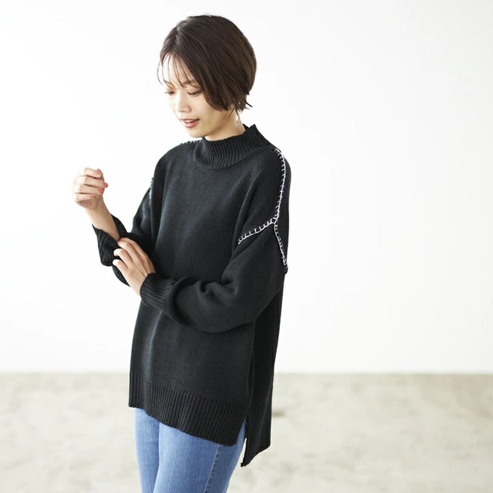 BACKYARD FAMILY「ニット レディース きれいめ 通販 セーター タートルネックセーター プルオーバー 長袖」|ニット・セーター|ブラック1