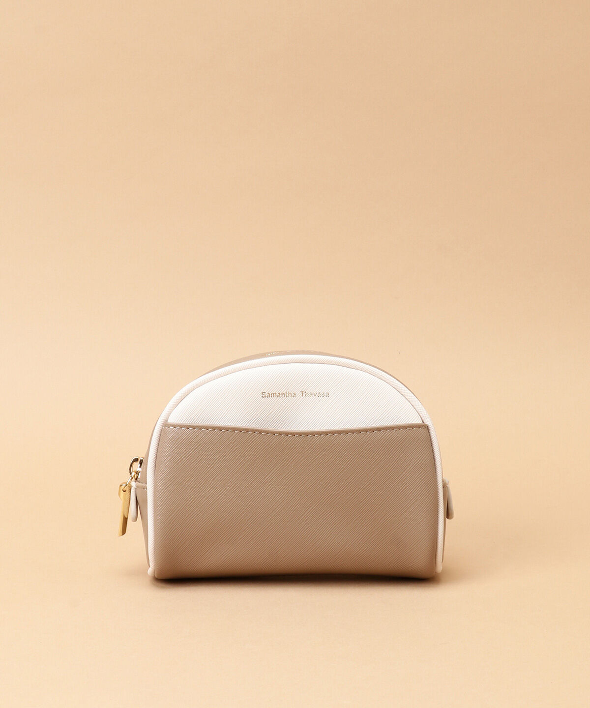 Samantha Thavasa「アーチフォルム バイカラーポーチ」|ポーチ|ベージュ