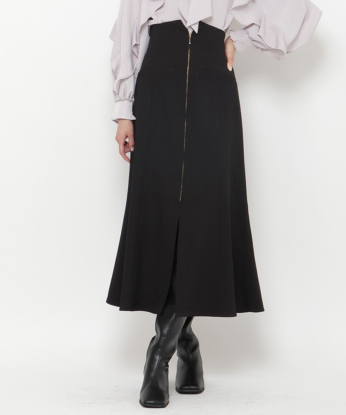 アンドクチュール「フロントジップマーメイドスカート」|スカート|ブラック