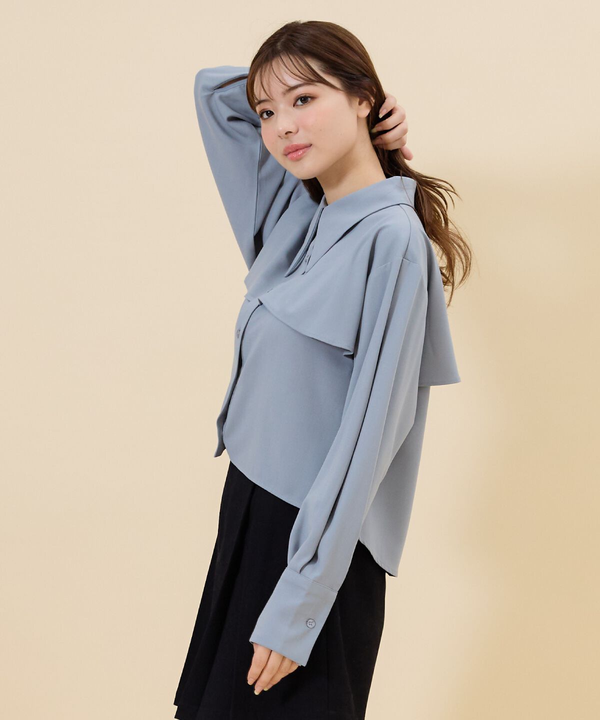 REDYAZEL「シャドーストライプケープシャツ」|シャツ・ブラウス|