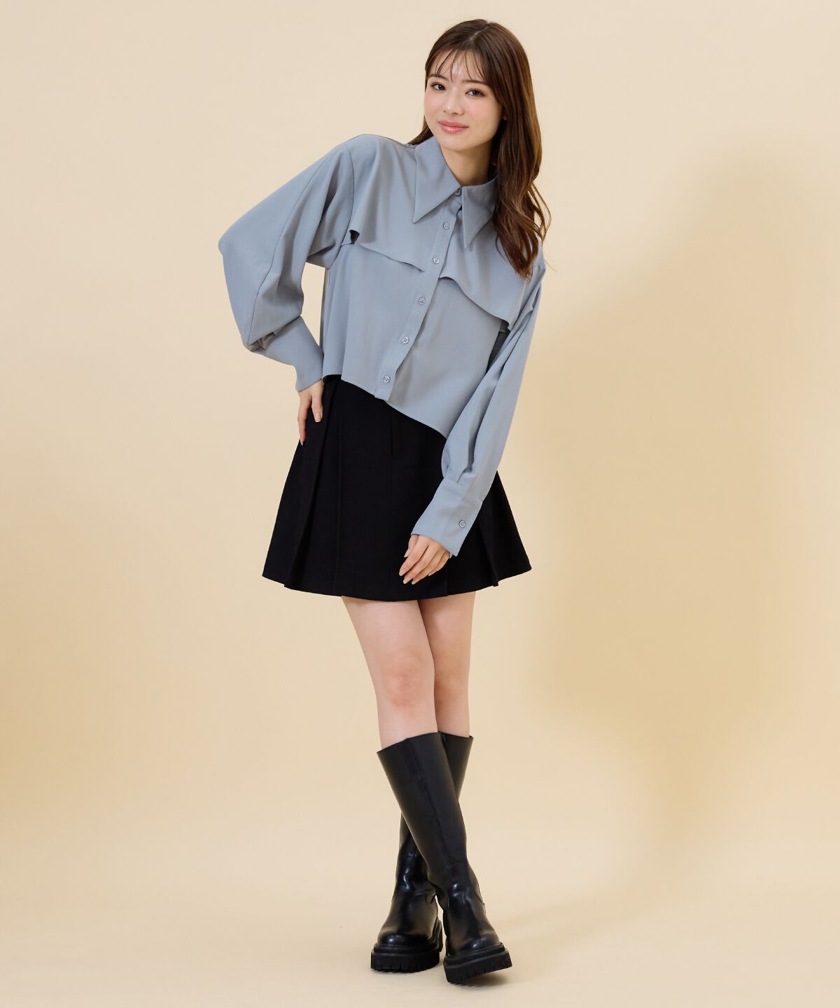 REDYAZEL「シャドーストライプケープシャツ」|シャツ・ブラウス|