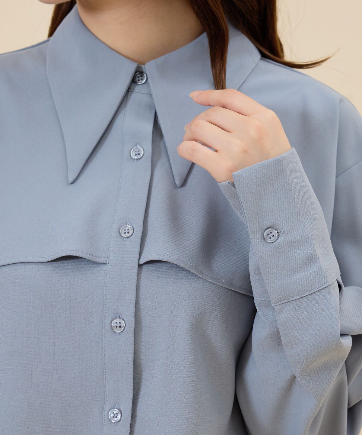 REDYAZEL「シャドーストライプケープシャツ」|シャツ・ブラウス|