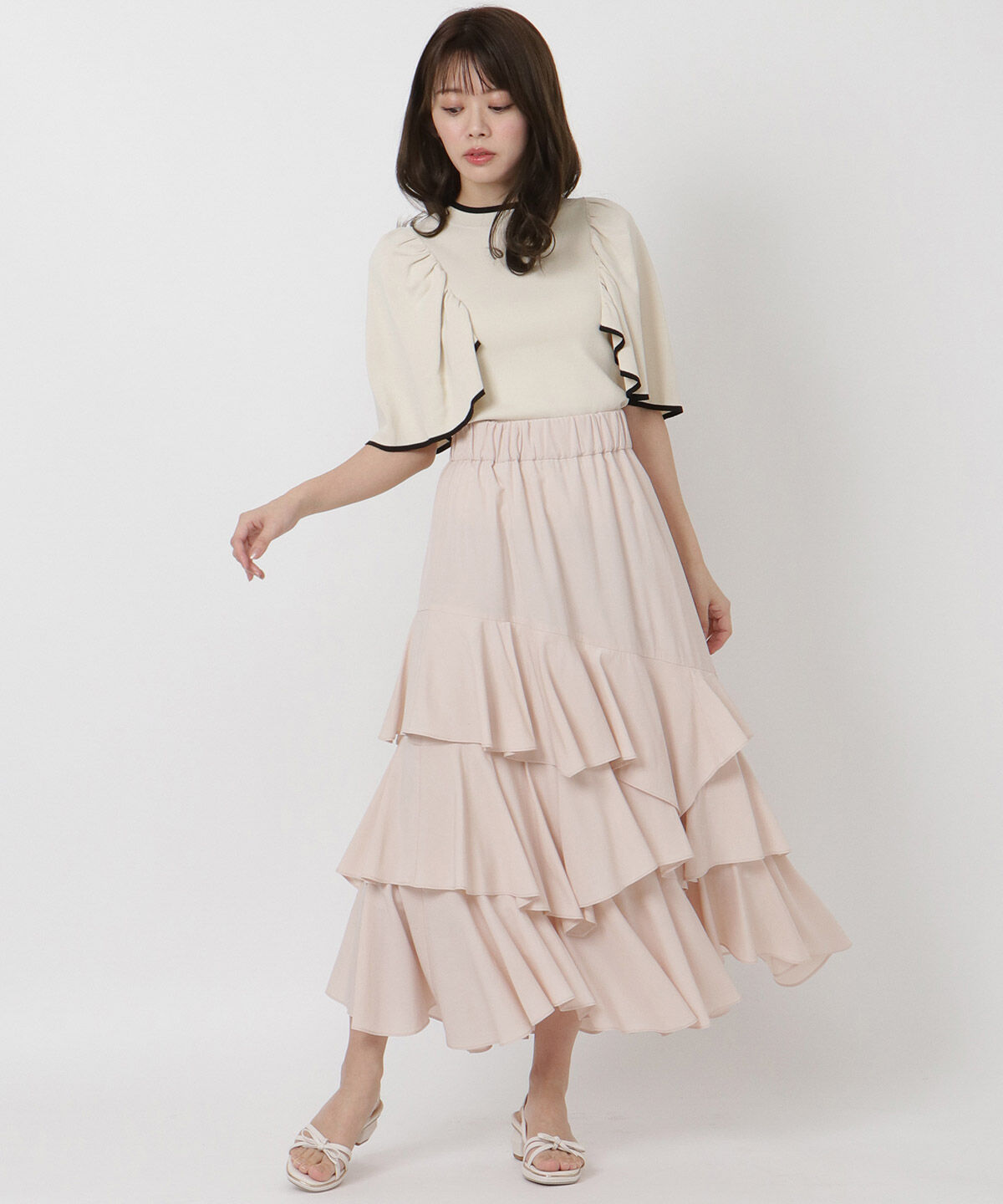 WILLSELECTION「ティアードロングスカート」|スカート|ピンク