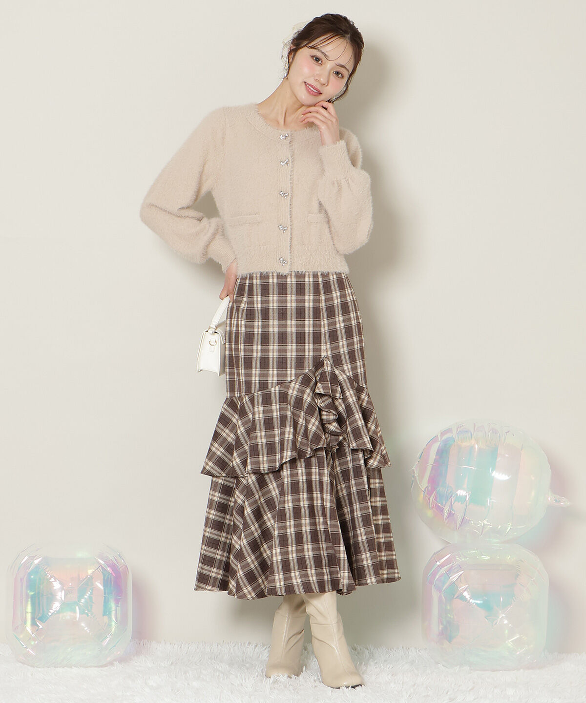 WILLSELECTION「リボンボタンフェザーカーディガン」|カーディガン|