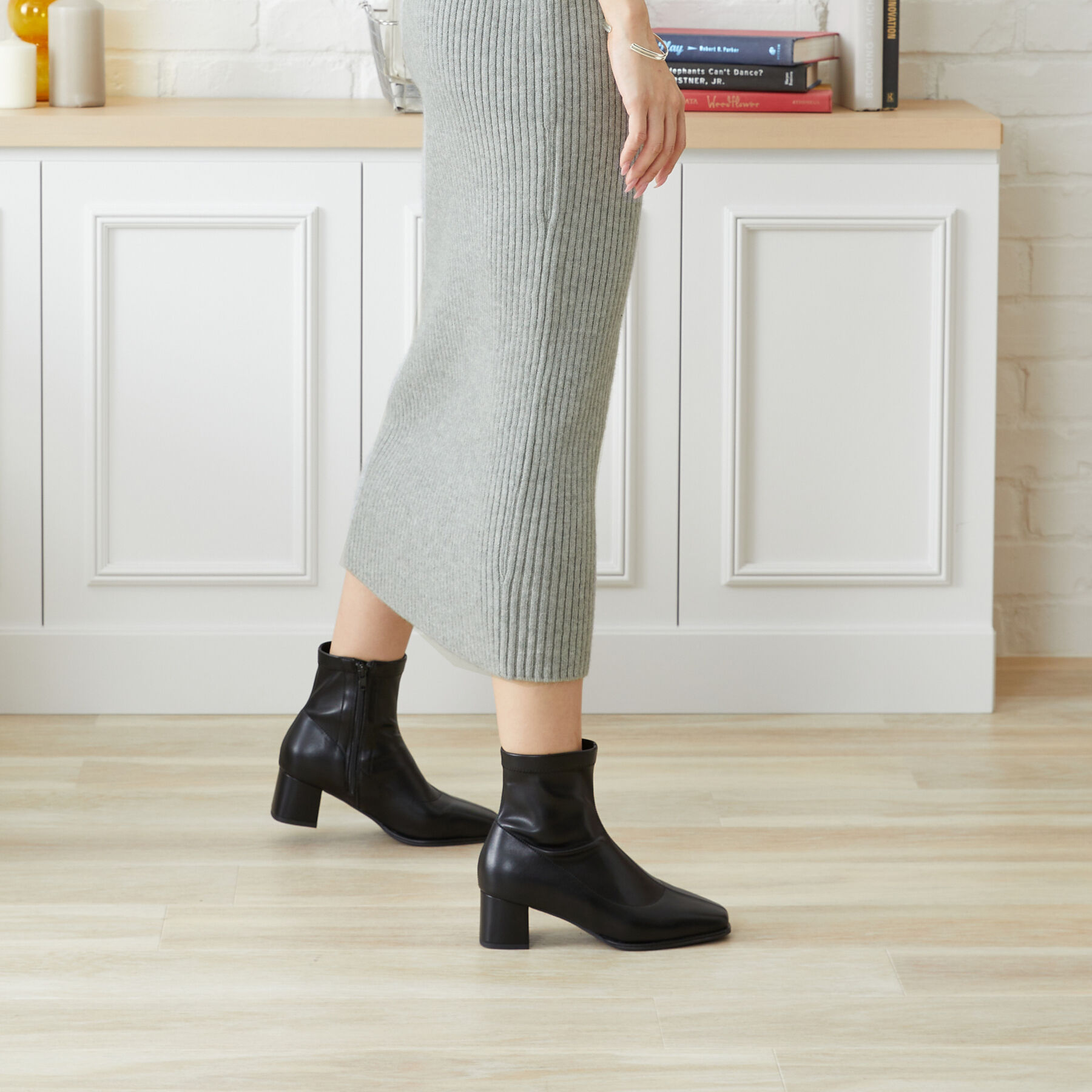 ORiental TRaffic「オーバースクエアトゥストレッチブーツ/21416」|ショートブーツ|