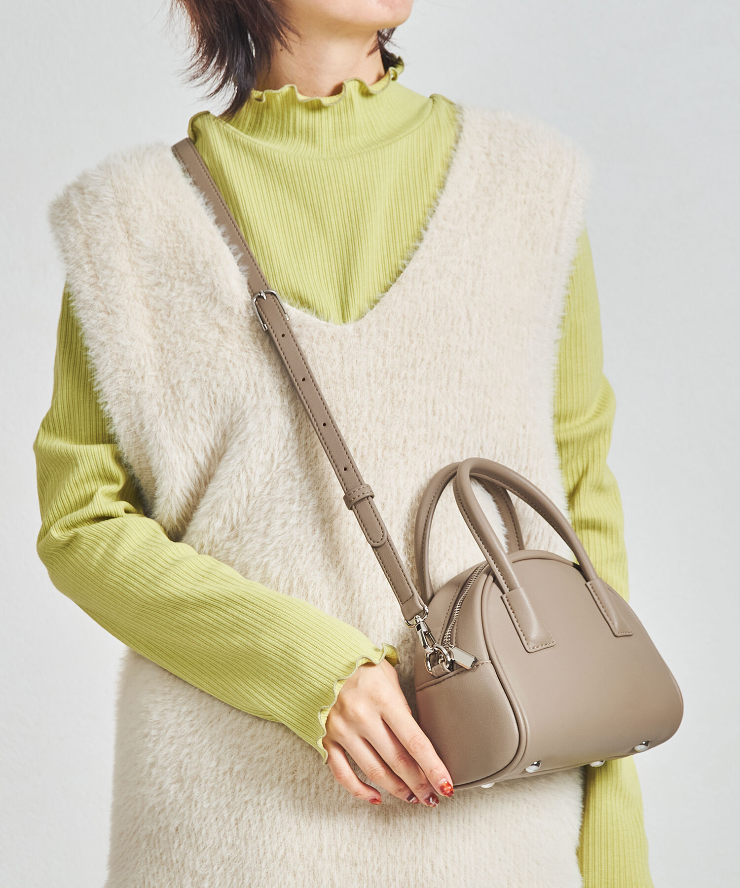 ORiental TRaffic「【アウトレット価格】ラウンド ミニ ボストンバッグ /BA-236」|ボストンバッグ|BEIGE