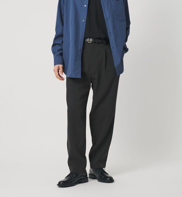 BEAUTY&YOUTH UNITED ARROWS「メランジ ダブルクロス 1プリーツ アジャスト パンツ NO.7」|チノ|BLACK